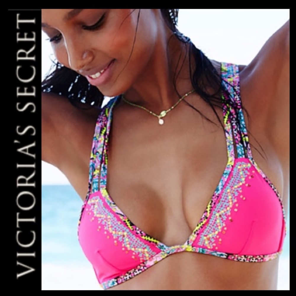 VS Rare Embellished Strappy Bikini Top